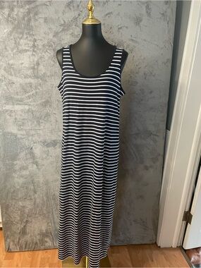 J. Jill Black and White Striped Maxi Dress